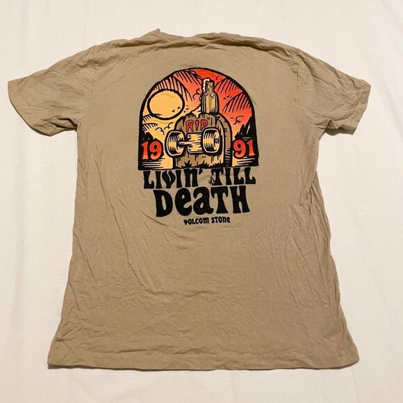 Volcom Tshirt Livin Till Death Womens Size Small Shirt Volcom Stone - Picture 9 of 15